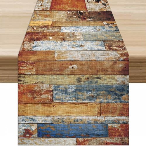 Vintage Wooden Door Table Runner Old Rustic Antique Art Farmhouse Plank Barn Door Panels Table Decor Table Top Dining Kitchen Wedding Party 13x36 in - color: Table-44, size: W13X L36