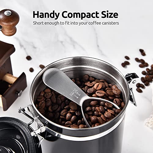 U-Taste 2 Tablespoon Metal Measuring Spoon Set of 2 with Short Handled Measure Scooper (Silver, 2Tbsp/30ml) and 8in Kitchen Plating Tweezer:18/8 Stainless Steel Food-Grade Metal Food Tong (Round Tip)
