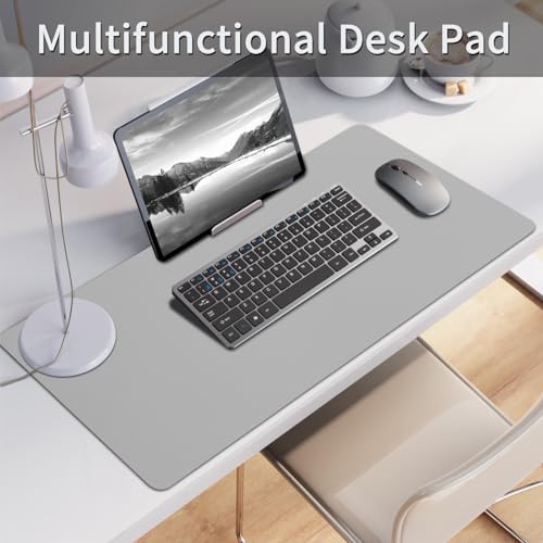 Bloss Large Desk Pad, Grey Desk Mat, Desk Pads on Top of Desks, Computer Mat Non-Slip, Desk Blotter Waterproof, Easy to Clean - Light Grey (31.5 x 15.7 Inches) - color: Light Grey, size: 31.5" x 15.7"