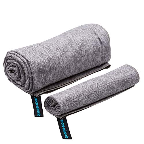 XL 여행용 타월 - 2in1 대형 빠른 건조 엑스트라 소프트 극세사, 13가지 색상, 체육관, 수영 연습, 여행, 배낭여행, 캠핑, RV, 해변, 비상 가방, 기숙사, 작은 집, 밴 또는 캠핑카용 경량 - color: 그레이 말