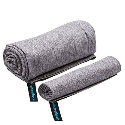 XL 여행용 타월 - 2in1 대형 빠른 건조 엑스트라 소프트 극세사, 13가지 색상, 체육관, 수영 연습, 여행, 배낭여행, 캠핑, RV, 해변, 비상 가방, 기숙사, 작은 집, 밴 또는 캠핑카용 경량 - color: 그레이 말