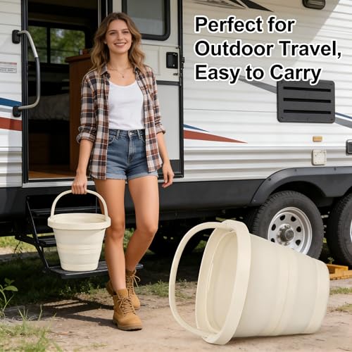 Collapsible Bucket, 2.6 Gallon (10L) Portable Water Pail, Foldable Design with Handle, for Garden, Car Wash, Camping - color: B001-complected