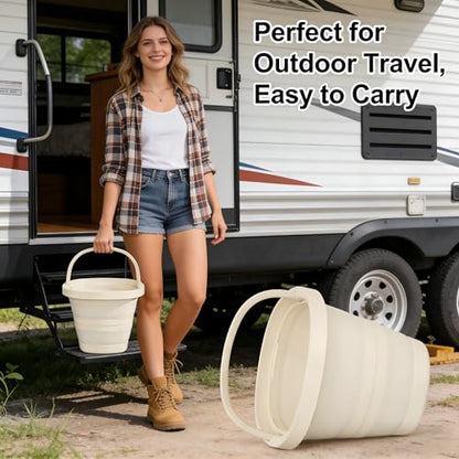 Collapsible Bucket, 2.6 Gallon (10L) Portable Water Pail, Foldable Design with Handle, for Garden, Car Wash, Camping - color: B001-complected