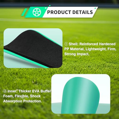Extra Mini Soccer Shin Guards for Toddler, Kids, Youth & Adults | Ultra Lightweight Insert Small Shin Pads, Boys Girls Men Women, Shock-Absorbing Protection, 3.7×2.4 In, Training & Matches - color: Aqua