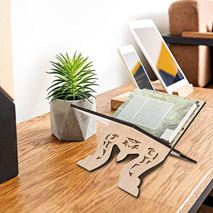 Gavigain Quran Folding Stand Vintage Wooden Carved Book Organizer Collapsable for Muslim Prayer