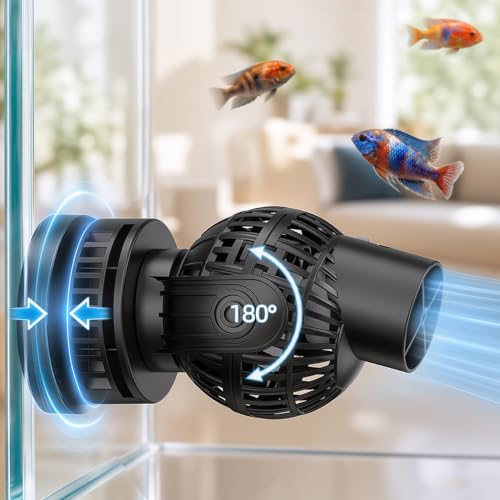 FREESEA Magnetic Wave Maker for Aquarium: 1s Mounts on 15mm Glass Secure | 6W 1050GPH 180°Adjustable Powerful Head Help Eliminate Dead Spots - Improve Water Quality for 40-100 Gallon Fish Tan - size: 1050 GPH (Black)
