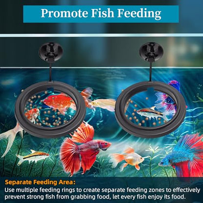 DaToo Small Fish Feeding Ring Round Mini Aquarium Feeder with Strong Suction Cup Floating Fish Feeder Ring for Betta Goldfish Guppy