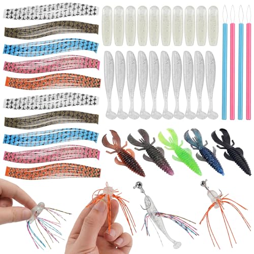 Hikary Fishing Lure DIY Kit Making Kit,Dice Baits for Bass Fishing | Skirt Threader Tool Freshwater Gift for Men Women