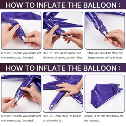 PartyWoo Purple Star Spike Balloons 6pcs Explosion Foil Mylar Balloons - color: Purple, size: 6 PCS - 27&22 Inch