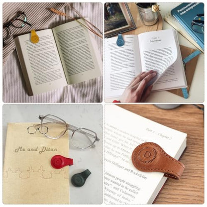 Handmade Personalized Leather Magnetic Bookmark - Custom Initial Letter Design with 26 Alphabet Choices - Durable Bookmark for Readers, Book Lovers, Women & Kids - color: 1pcs Green, size: M