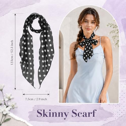 Polka Dot Scarf for Women, Chiffon Womens Scarves for Travel Date - color: Black B
