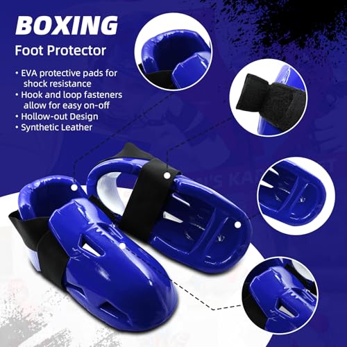 Martial Arts Karate Protective Sparring Gear Package Deal/Gift Adjustable Adult & Youth Headgear, Gloves & Kicks for MMA, Taekwondo, Boxing Training - color: Blue, size: Medium