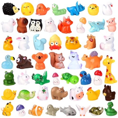 100 Pcs Mini Resin Animals, Miniature Animal Figurines Bulk | 82 styles tiny resin animals for micro fairy garden, landscape accessories, aquarium decor, hide games, classroom rewards - color: Multicolored 100pcs Resin Animals