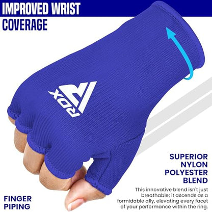 RDX Boxing Hand Wraps Inner Gloves Men Women, Half Finger Elasticated Bandages, Under Mitts Fist Protection, Muay Thai, Kickboxing, MMA, Martial Arts Speed Bag Punching Training - color: Blue White, size: Small