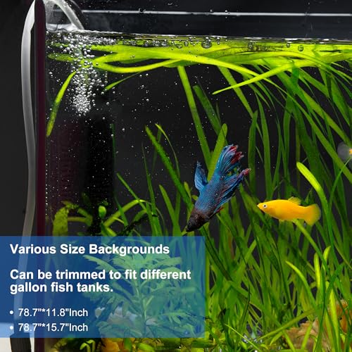 Aquarium Background, Aquarium Background Static Cling, Fish Tank Background, Fade-Resistant Aquarium Poster Background, 78.7" l X15.8 W, Black, 1 Set