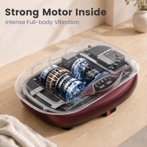 Natini Vibration Plate Exercise Machine - Power Vibrating Plate for Lymphatic Drainage,Whole Body Workout Machine for Women Weight Loss Home Fitness, - style: Red