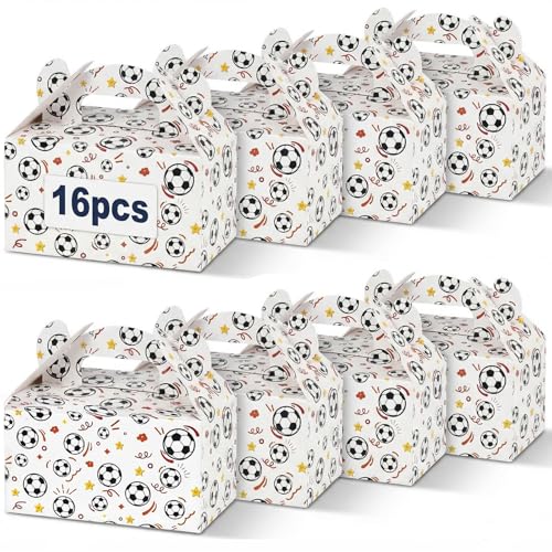 VGOODALL 16PCS Soccer Party Favor Boxes, 6.1 X 3.5 X 3.3 inch - color: White