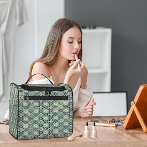 Islamic Flowers Travel Toiletry Bag for Women Men Large Capacity Hanging Makeup Bag Dopp Kit Shaving Bag for Toiletries Cosmetics Organizer