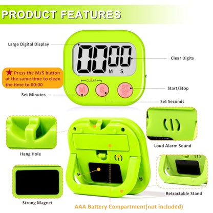 ZILLEEN Classroom Timer for Kids Teachers 2 Pack Digital Timers, Green & Yellow - color: Green & Yellow