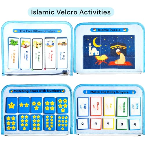 Megan's Toys Islamic Quiet Book for Kids Ages 3+ - Montessori Muslim Learning Toy, Felt Busy Book to Learn Wudu, Salah, 5 Pillars and Arabic Alphabet, Ramadan Eid Gift