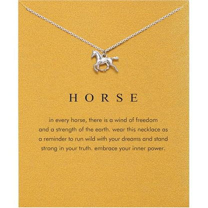 Dainty Silver Necklace for Women - Ankh Jesus Horse Celtic Cross Necklace for Women, Dainty Charm Spider Christian Gifts for Friends Sister Mom, Birthday, Christmas, Mother's Day, Graduation Gifts - style: Horse