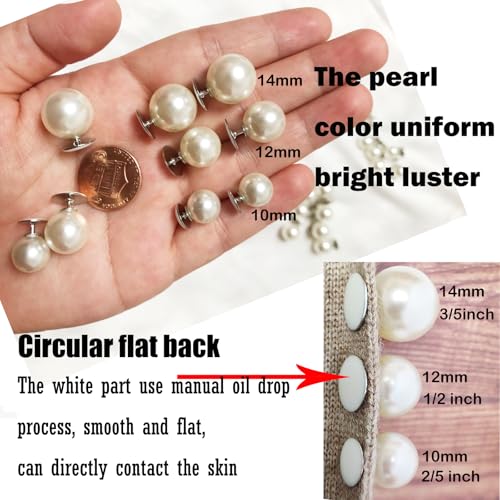 ZLMCUJE 18 Sets No Sew Pearls Decorative Replace Buttons Brooch Pearl Pins Removable Reusable for Clothes DIY Clothing Accessories(Mix) - size: Mixed Size