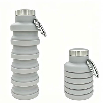 YCT Collapsible Water Bottle 17oz（500ml），Travel Portable Sport Water Bottle，Reusable Silicone Foldable Water Bottles for Gym Camping Hiking (Grey) - color: Grey, style: Retractable