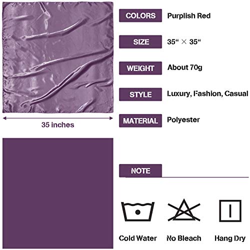 Syhood 4 Pcs 35 Inch Head Satin Large Bandana Satin Scarves Head Scarf for Women's Hair Square Scarf - color: Dark Grey, Camel, Beige, Light Rose Red