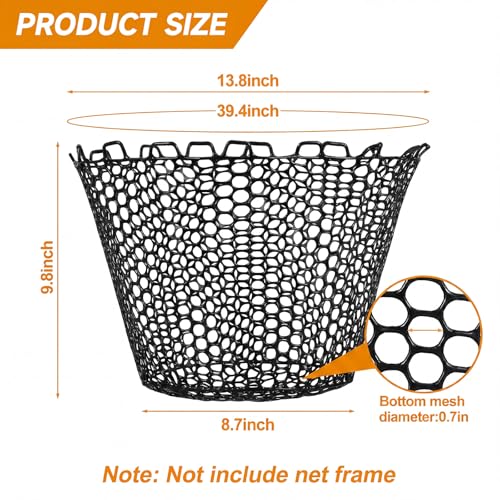 2Pcs Rubber Fishing Net Replacement Netting Without Handle Fly Fish Landing Nets Bag Foldable Trout Net Rubber Mesh for Freshwater Saltwater - color: Black