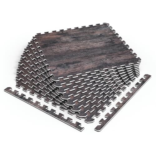 Décor by NÖRSK Reversible Interlocking Faux Wood Foam Floor Tiles, 24 X 24 X .47", 8-Pack, 32 Square Feet, Dark Walnut/Black - color: Dark Walnut/Black, size: 8 Tiles - 32 Sq. Ft.