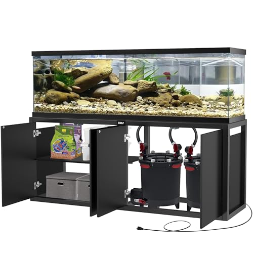GDLF 125-150 Gallon Large Fish Tank Stand, Metal Aquarium Stand | 72.8"x18.9" Frame, Supports 2200 lbs, Heavy-Duty Metal Stand, Open Sump Storage, Fish Supplies Storage, 8-Outlet Power Strip