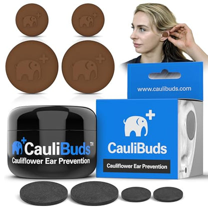CauliBuds™ Cauliflower Ear Magnet - Premium Silicone Ear Magnets Cauliflower Ear - Pressure Earrings Magnetic Ears - Treatment in BJJ, Wrestling, MMA, & Rugby - Cauliflower Ear Draining Kit (Brown) - color: Brown