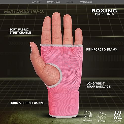 FARABI Kids Hybrid Boxing Inner Gloves Punching Boxing Gloves - color: Pink (Pack of 2)