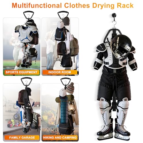 Hockey Drying Rack, Hockey Gear Drying Rack with 5 Durable Adjustable Hooks | Hold Up to 175 lbs,for Ice Field Hockey Goalie Lacrosse Football Baseball Softball Camping Fishing Accessories