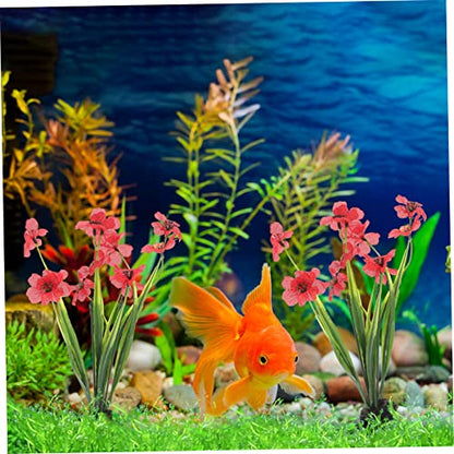 LALAFINA 2Pcs Decorative Fake Aquarium Plants with Stable Base Realistic Fish Tank Ornament Red for Desktop Aquarium Supply and Fish Hides