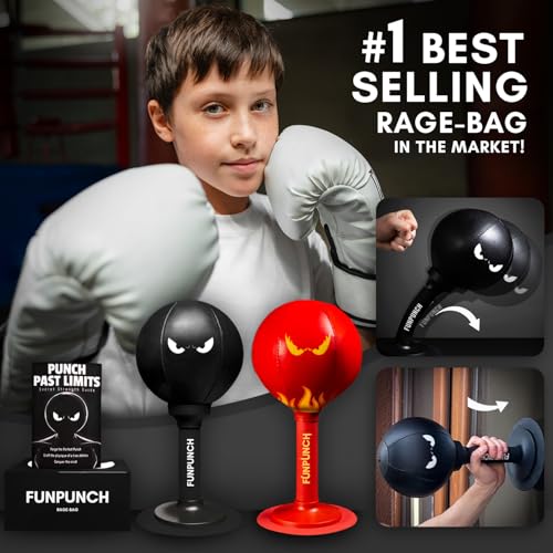 Bundle - Suction Cup Punching Bag for Adults and for Kids Plus Boxing Gloves for Kids