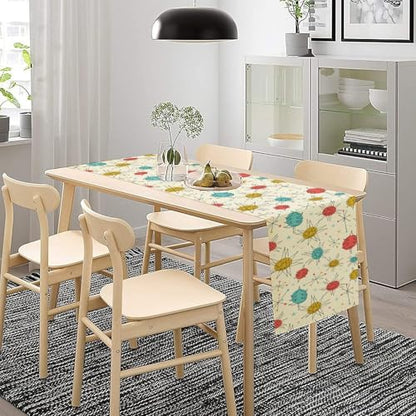 Mid Century Modern Table Runner,Abstract Aesthetic Geometric Mid Century Retro Modern Patterns Printed Linen Table Runner for Kitchen Dining Room Holiday 13x36 Inch - color: Mid Century-2, size: 13x36 Inch