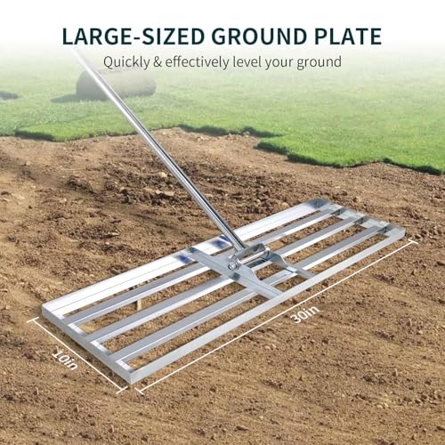 Lawn Leveling Rake 30x10 inch, (Professional-Grade) Lawn Leveler Tool, Handle Rakes for Lawns Heavy Duty Landscape Rake for Backyard, Garden, Golf Course, Farm, Pasture
