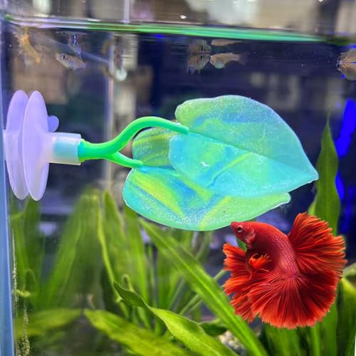SLSON 2Pack Betta Bed Leaf Hammock Soft Silicone Leaf Pad for Betta Fish Rest Aquarium Plant Ornaments Fish Tank Decorations