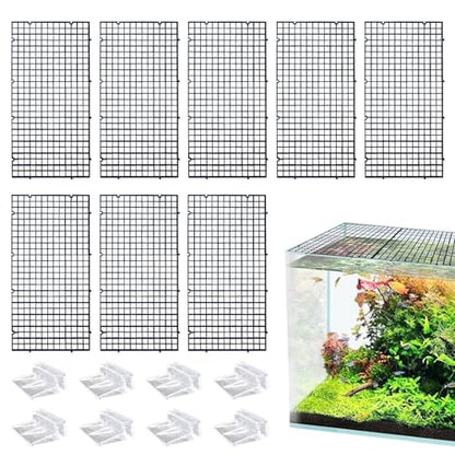 8 Pack Transparent Acrylic Tank Lid with Clips, Aquarium Lid Hood, Fish Tank Top Cover, Breeder Tank Lid, Acrylic Grid Panel Fish Tank Lid, Aquarium Cover Lid - color: Black, size: 8 Pacs