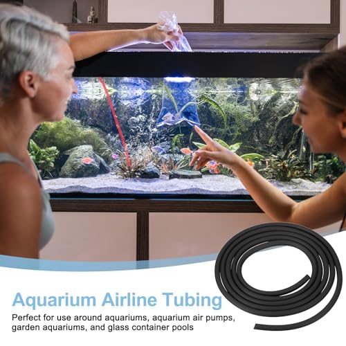 Aquarium Airline Tubing, 5/32"(4mm) ID x 1/4"(6mm) OD 4.9ft PVC Flexible Tube, (2Pcs, Black), Intended for Fish Tank Air Pump/Aquarium/Garden/Terrarium Pond - color: Black