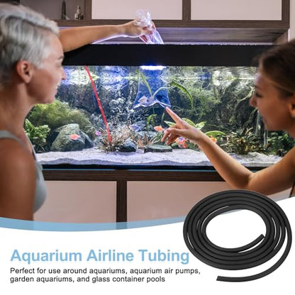 Aquarium Airline Tubing, 5/32"(4mm) ID x 1/4"(6mm) OD 4.9ft PVC Flexible Tube, (2Pcs, Black), Intended for Fish Tank Air Pump/Aquarium/Garden/Terrarium Pond - color: Black
