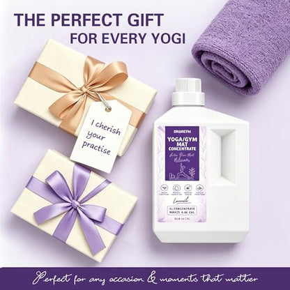 Fitness Mat Cleaner Concentrate Makes 6.86 Gal(1:25)-Yoga Mat Cleaner Spray,Powered By Essential Oil,Removes Sweat & Odor,No Sticky Residue,Plant Based,Safe for All Mats(33.8oz, Lavender) - size: 33.8 Fl Oz (Pack of 1)