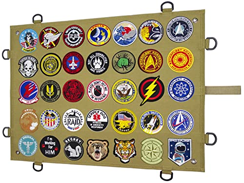 Tactical Patch Display Panel Holder Board for Military Army Combat Morale Uniform Hook and Loop Emblems, 18 Inches x 24 Inches (Small), with D-Rings & Wrap-Strap, No Patches Included - color: Brown, Small, with D-Rings & Wrap-Strap