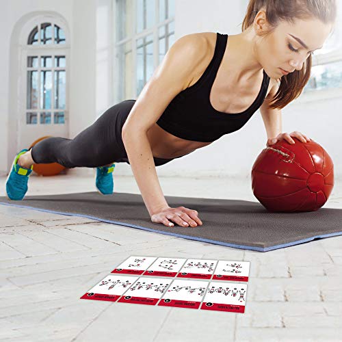 NewMe Fitness Medicine Ball Exercise Cards for Home Workouts, Workout Cards Deck for Women & Men, Beginner Fitness Guide to Training Exercises at Home or Gym - style: Medicine Ball