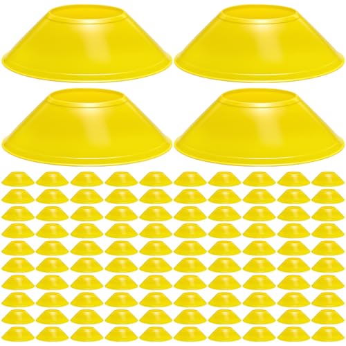 100 Pcs Mini Soccer Cones for Sport Agility Disc Cones Soccer Training for Agility Drills Sports Football - color: Yellow