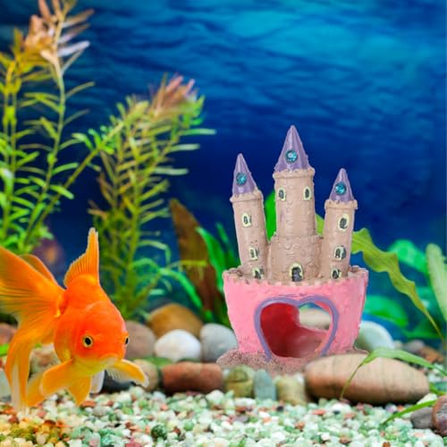 Aquarium Decoration Castle Fish Tank Ornament Fish Hidden Cave Landscaping Castle Model for Fresh and Saltwater Tanks 4.52 X 2.95 X 2.36 in