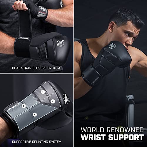 Hayabusa T3 Boxing Gloves 14oz, Perfect Stretch 4.0 Boxing Hand Wraps 180 Inches - All Items are Black