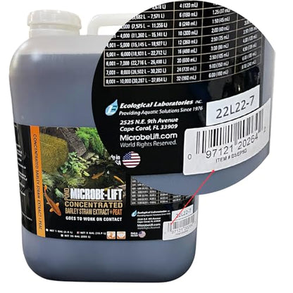 MICROBE-LIFT BSEP5G Concentrated Barley Straw Extract Plus Liquid PEAT Conditioner for Ponds and Outdoor Water Garden, Safe for Live Koi Fish, Plants, and Decorations, 5 Gallons - size: 5 Gallons
