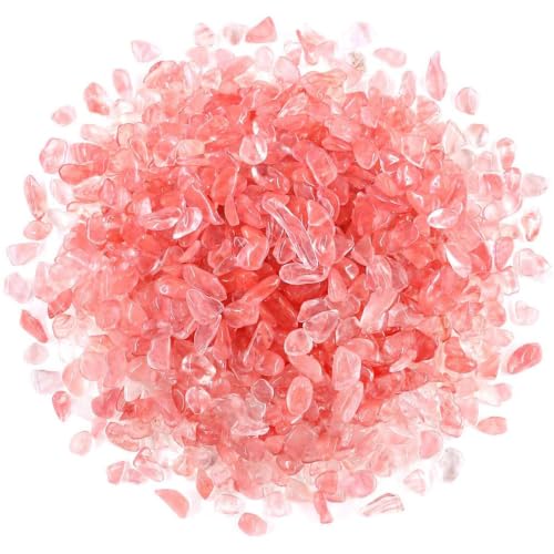 WAYBER Crushed Pink Man-Made Quartz Decorative Gravel Stones, 2 Lbs (920g) | Toxin-free, Colorfast, Great for Reiki Healing, DIY Crafts, Vase Filler, Aquarium Landscaping & Planter Décor - color: Dark Pink, size: 2 Pounds